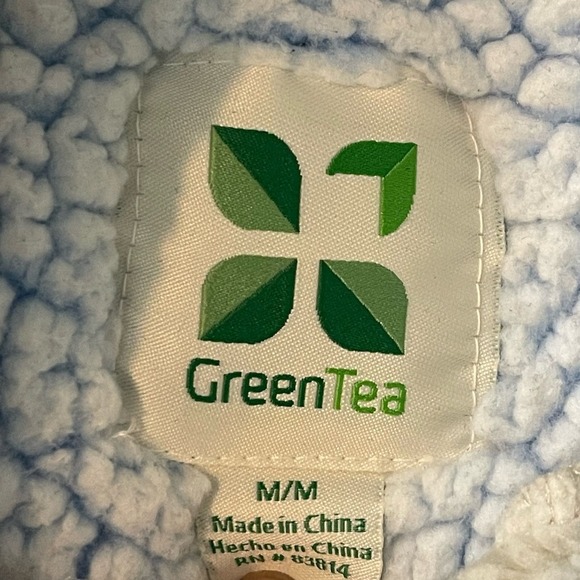 Green Tea Blue Soft Sherpa Sweater Size Medium - Picture 10 of 10